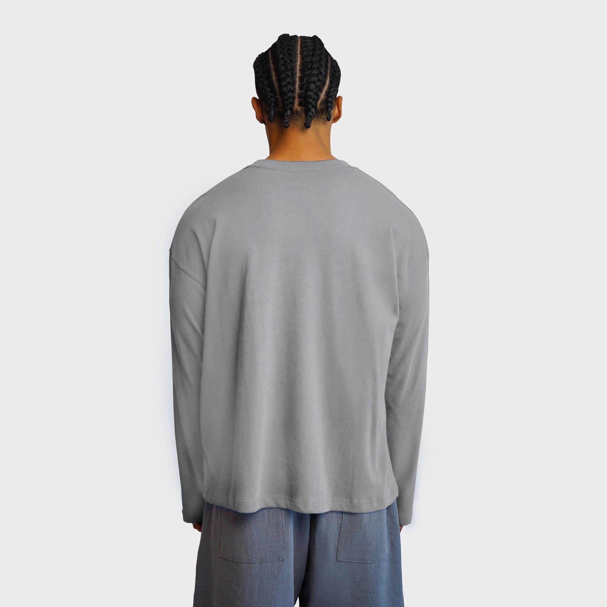 210 GSM Ultra Soft long sleeve in Flower Gray — model 2