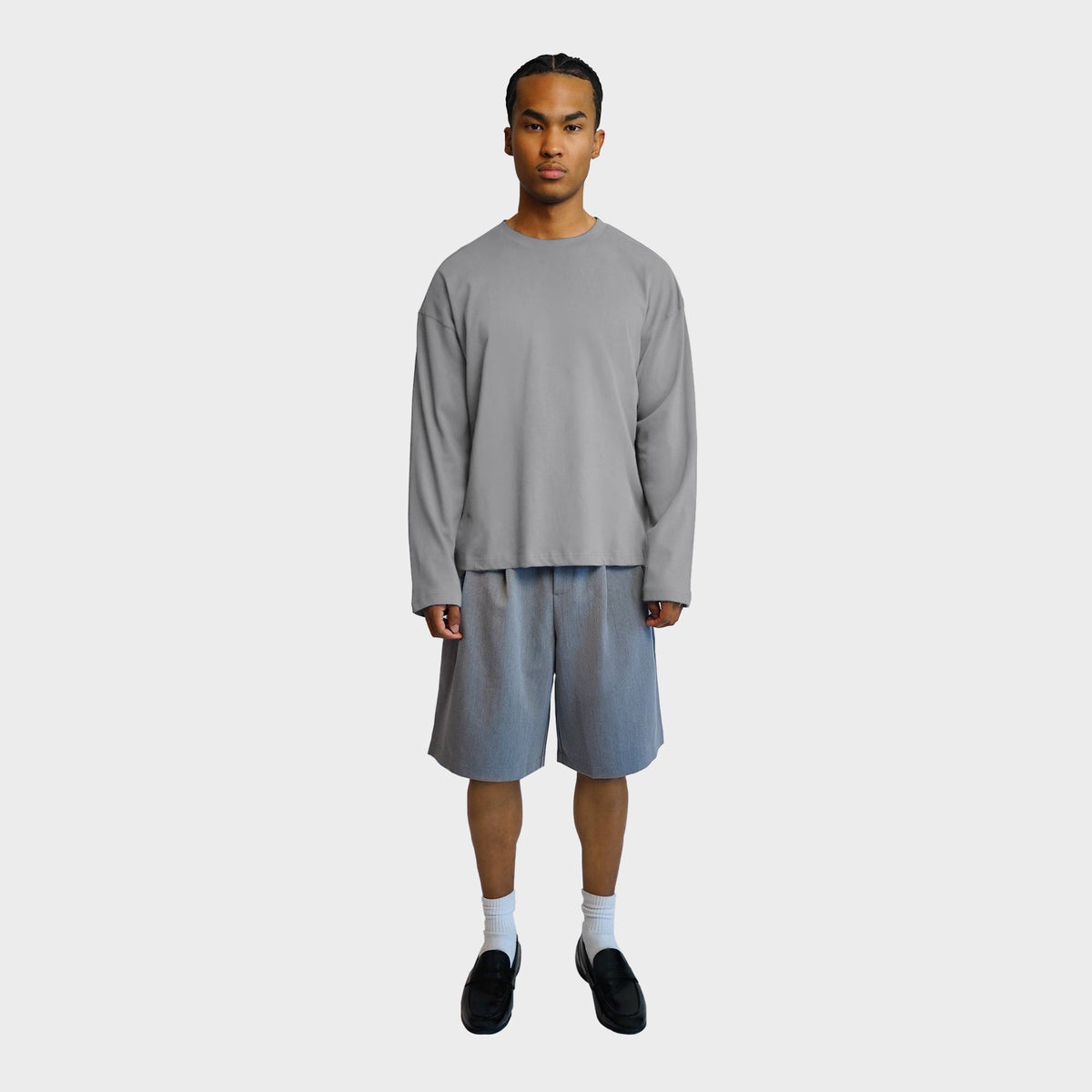 210 GSM Ultra Soft long sleeve in Flower Gray — model 3