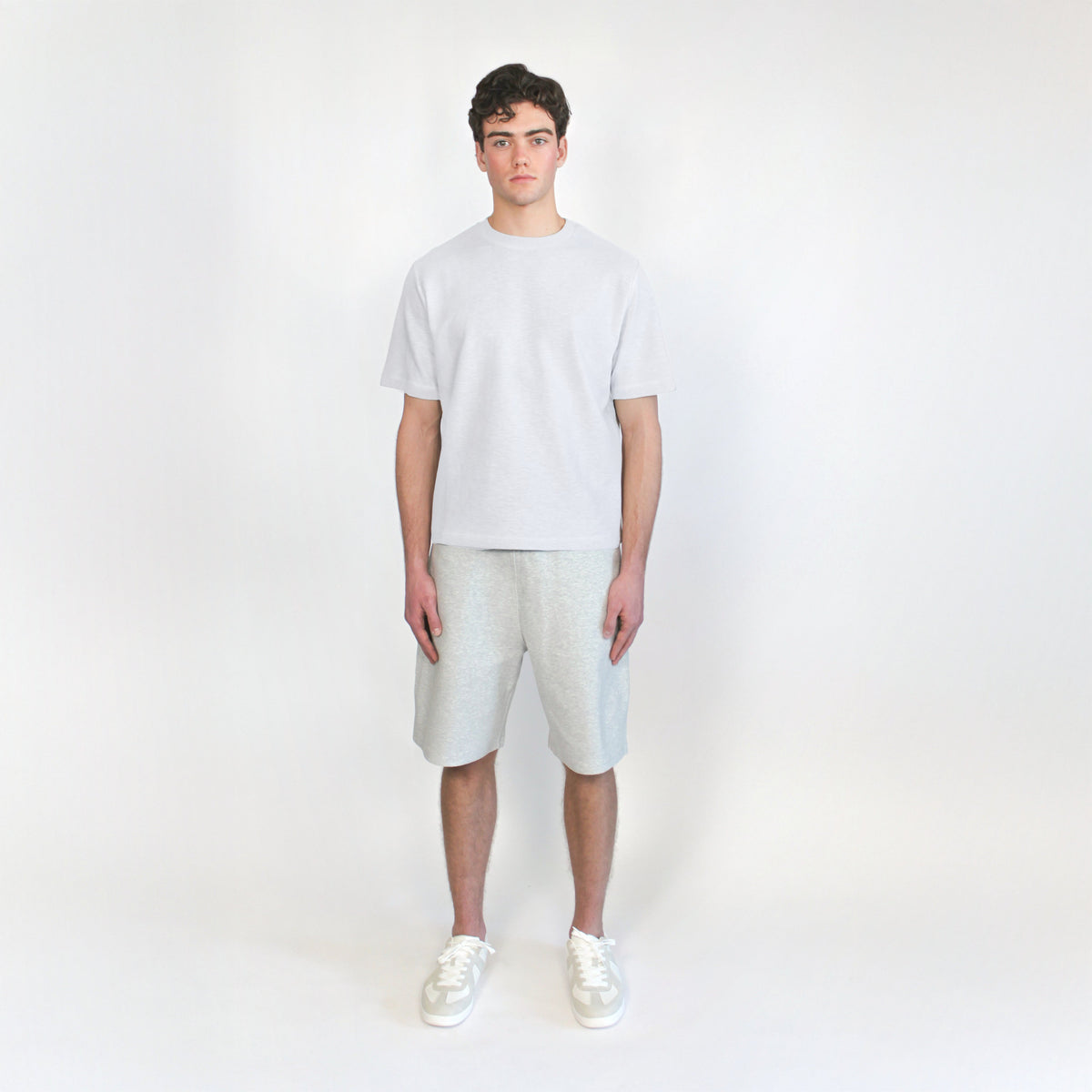 200 GSM T-Shirt / Regular — White — model full length